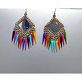 MS Fashion India Brass Multi Color Drops Silver Oxidized Earrings | Grab2Buy
