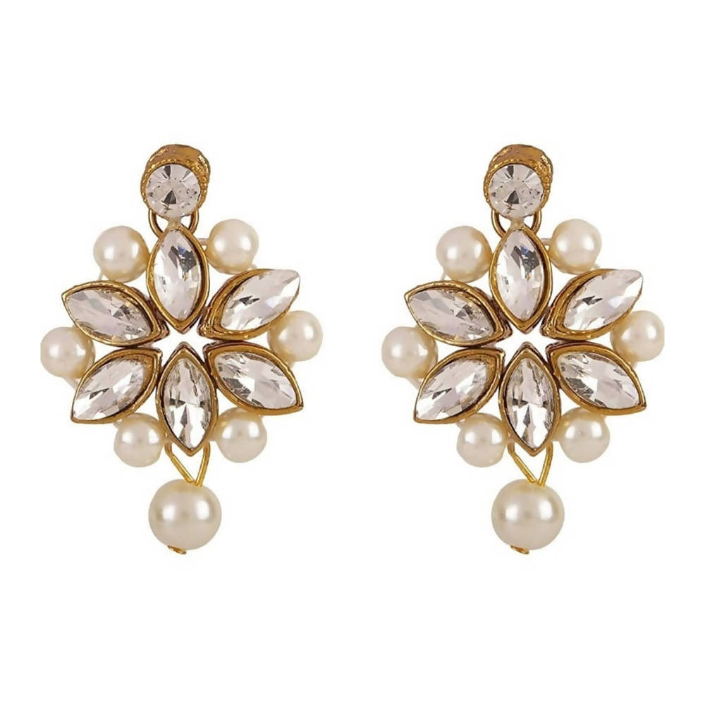 Mominos Fashion Trendy Gold-Polished with Stone & Pearls Necklace Set | Grab2Buy