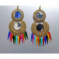 MS Fashion India Gold Color Latest Fashion Hanging Earrings With Multicolor Pearls | Grab2Buy