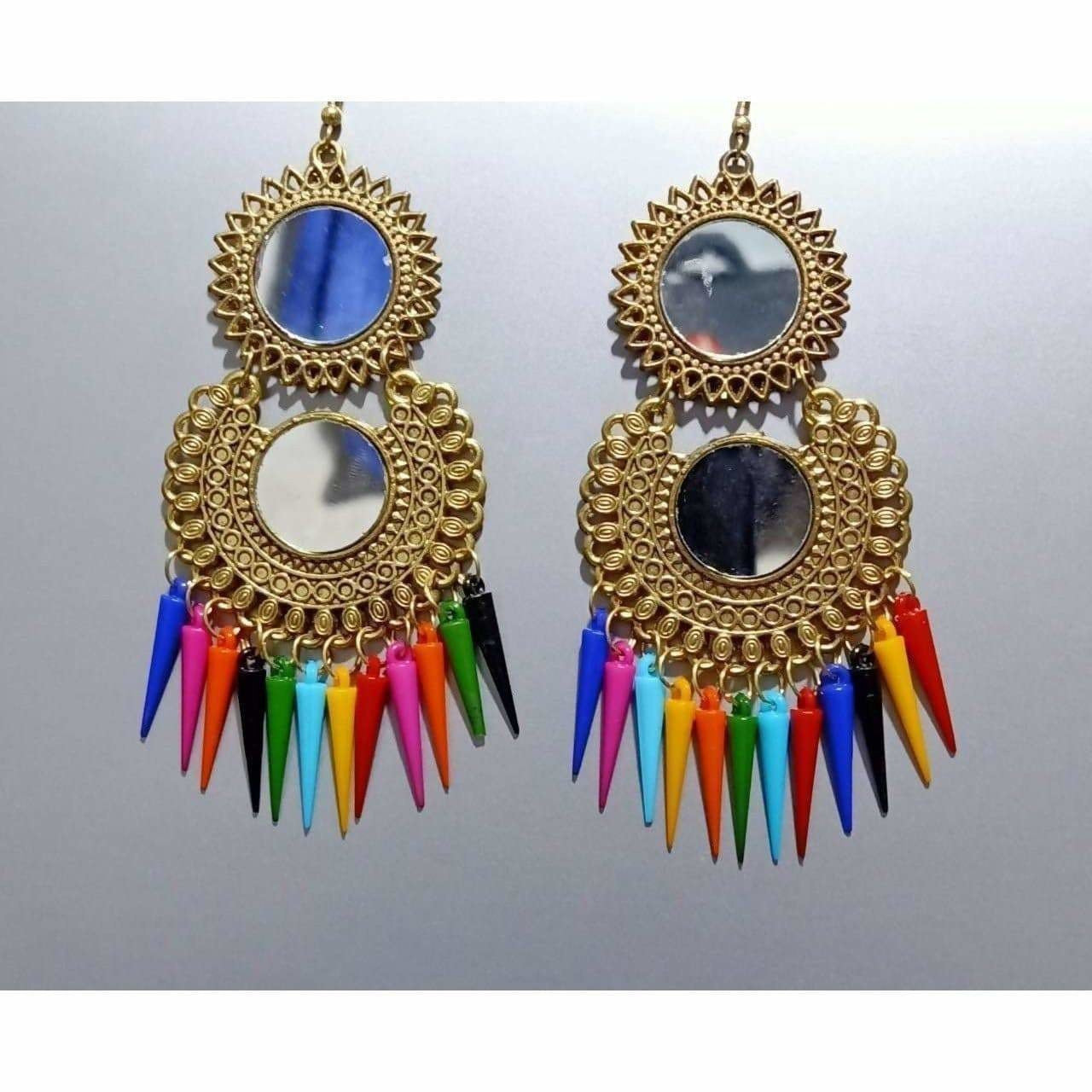 MS Fashion India Gold Color Latest Fashion Hanging Earrings With Multicolor Pearls | Grab2Buy