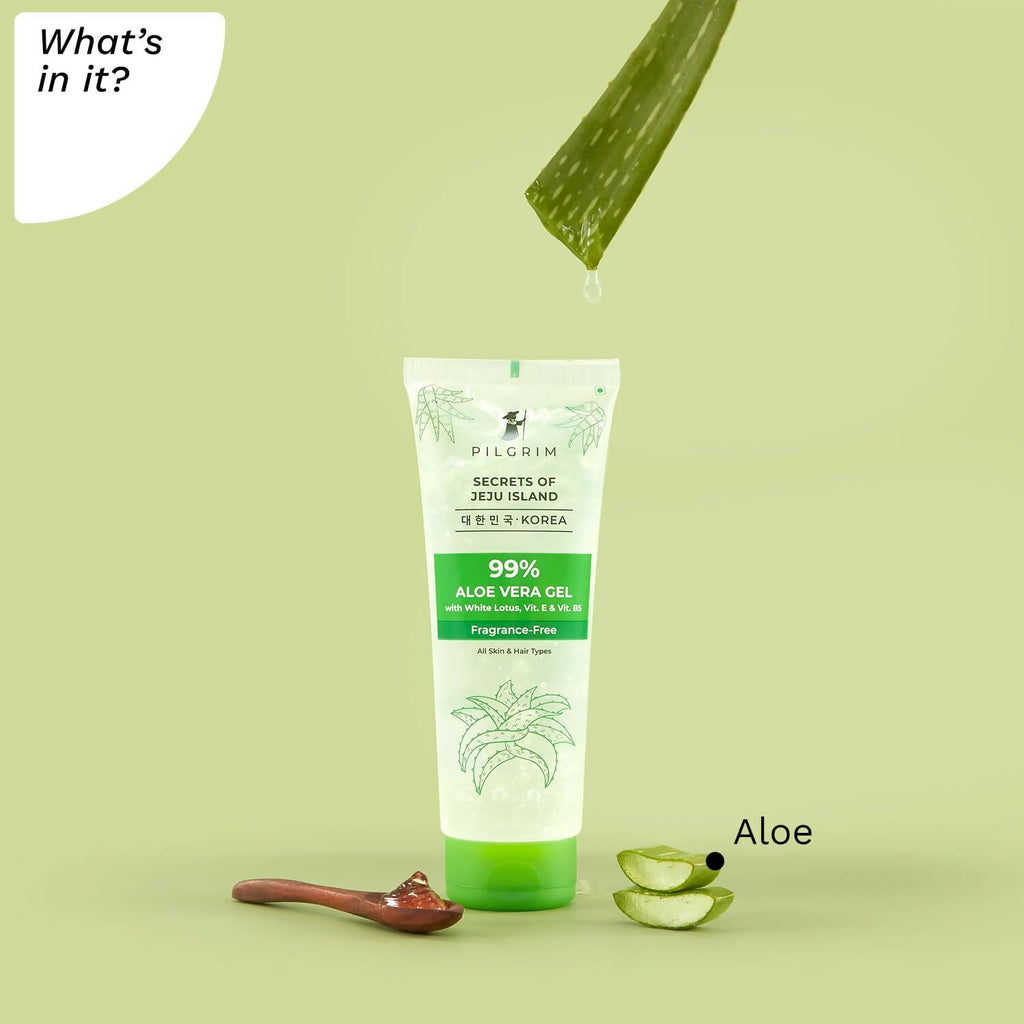 Pilgrim Korean 99% Pure Aloe Vera Gel with Vitamin E & Vitamin B5, Hydrates & Soothes Skin - Korean Skin Care | Grab2Buy