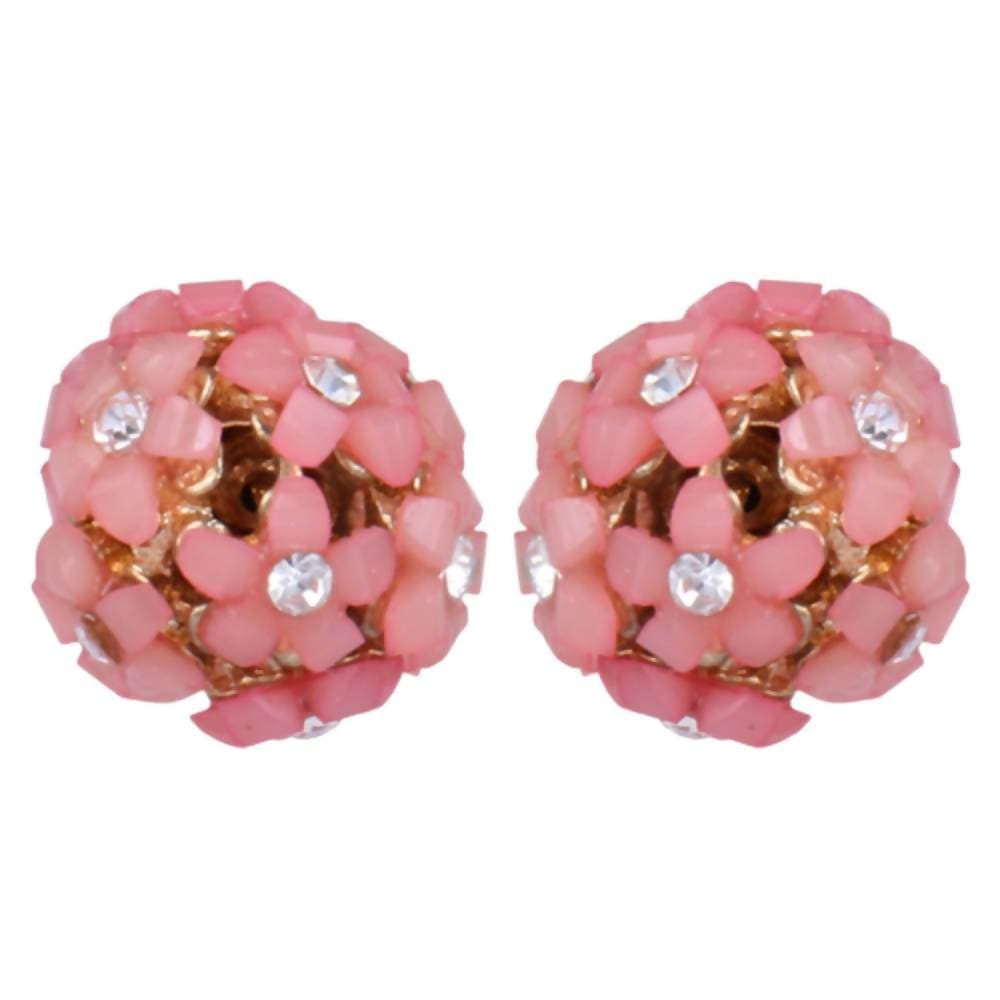 Trendoo Jewelry Gold-Polished Stylish Fancy Party Wear Pink Studs | Grab2Buy