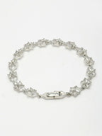 NVR Women's Silver-Toned Cubic Zirconia Link Bracelet | Grab2Buy