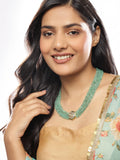 Green Gold-Toned Brass Gold-Polished Necklace - Ruby Raang | Grab2Buy