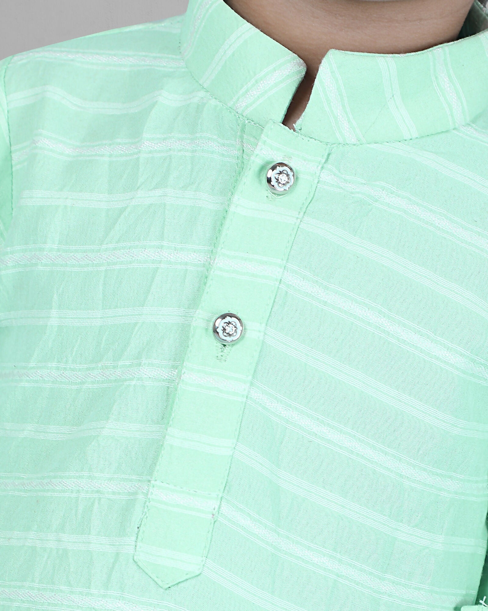Joban Fashion Kids Island Cotton Full Sleeves Striped Kurta and Pyjama- Sea Green | Grab2Buy