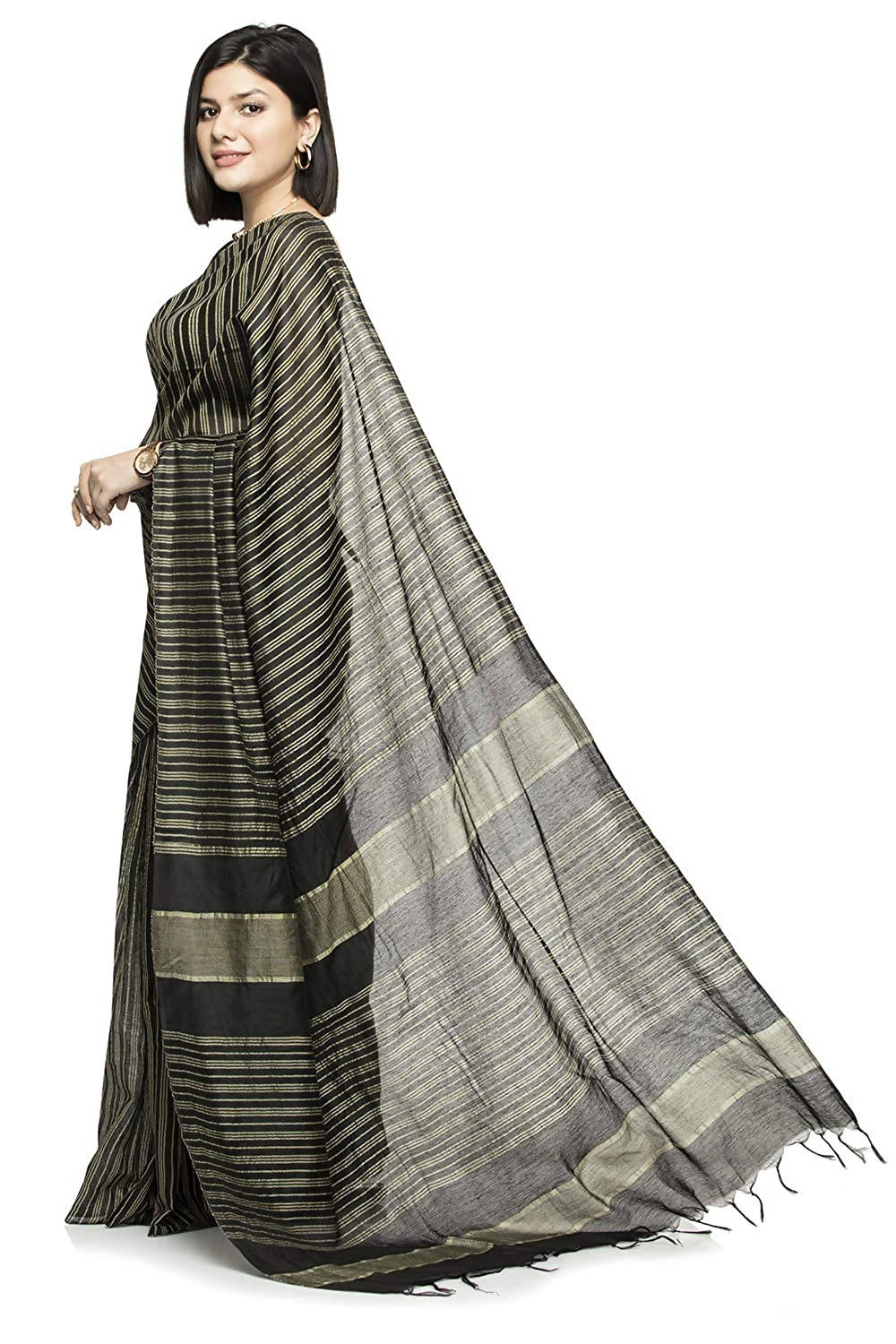 Mominos Fashion Black Color Bhagalpuri Saree | Grab2Buy