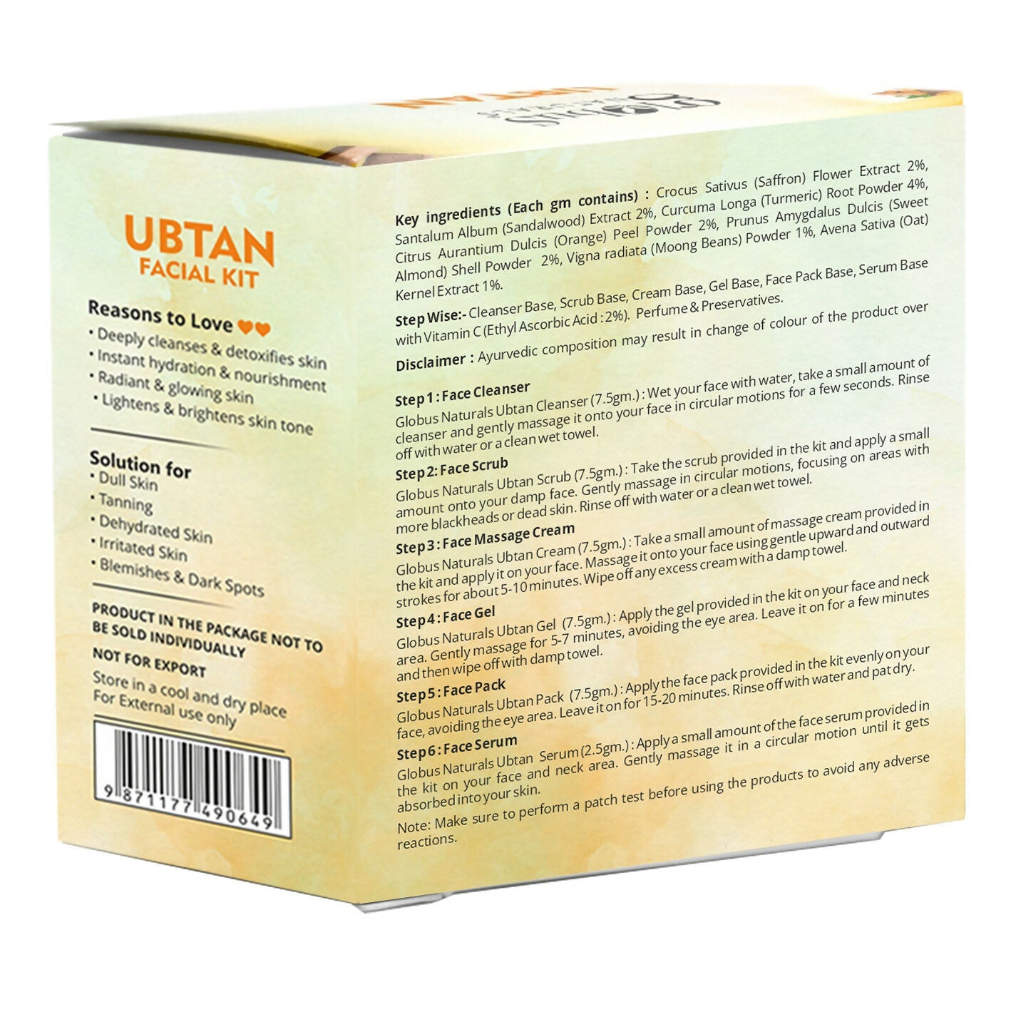 Globus Naturals Brightening Ubtan 6 Step Facial Kit | Grab2Buy