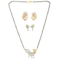 AanyaCentric Gold-Polished Mangalsutra with Pendant, 2 Pair Earrings | Grab2Buy