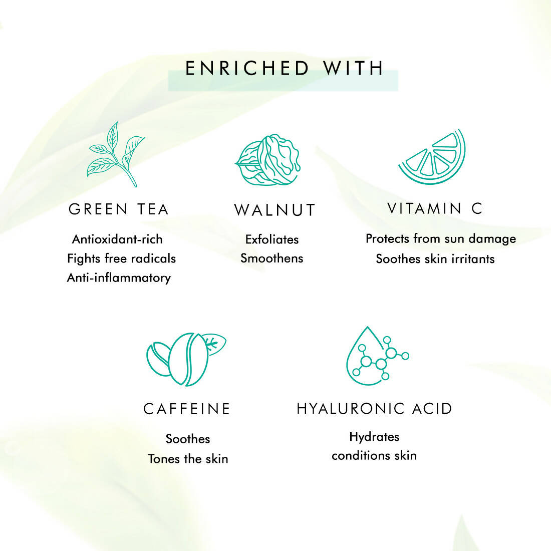 mCaffeine Green Tea Face Scrub with Vitamin C & Hyaluronic Acid | Grab2Buy