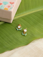 Ruby Raang Diamond Pearl Dangling Earrings | Grab2Buy