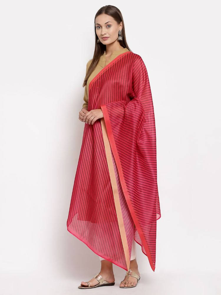 Myshka Women's Red Cotton Solid Casual Dupatta | Grab2Buy