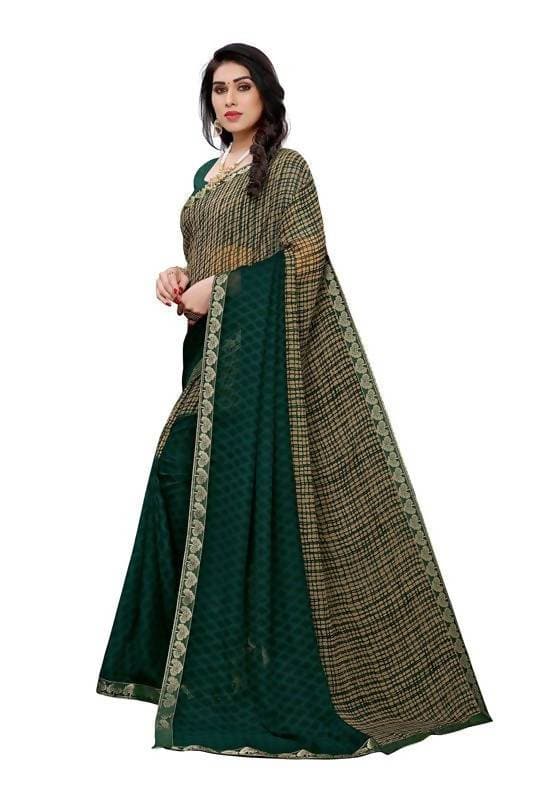 Vamika Green Georgette Lace Work Saree (Prachi Green) | Grab2Buy