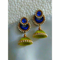 Green and Royal Blue Jhumki Earrings | Grab2Buy
