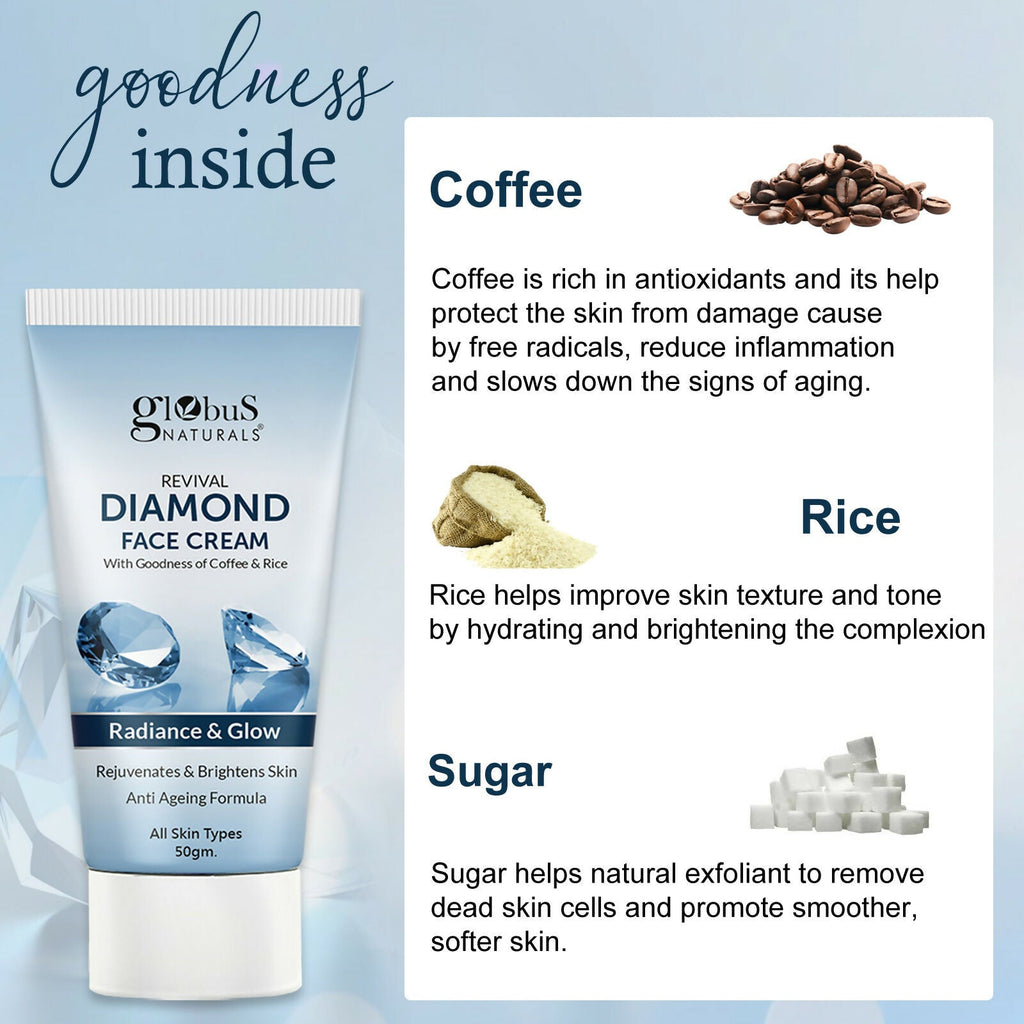 Globus Naturals Revival Diamond Face Cream, Suitable For All Skin Types | Grab2Buy