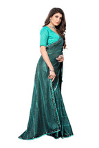 Vamika Rama Green Lycra Knitted Saree | Grab2Buy