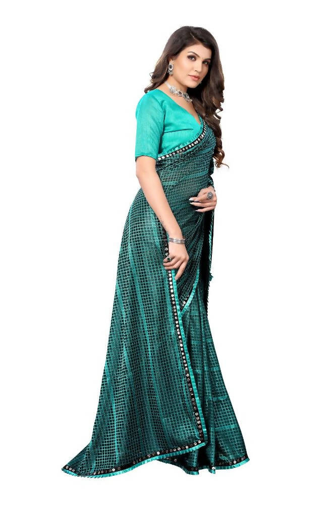 Vamika Rama Green Lycra Knitted Saree | Grab2Buy