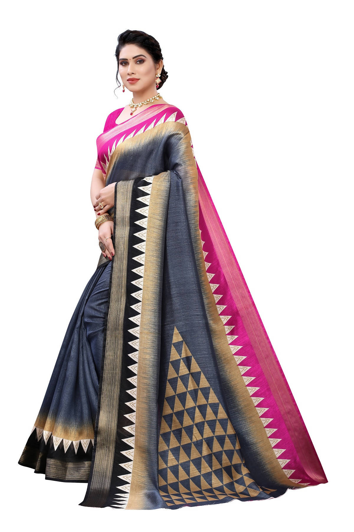 Vamika Grey Linen Jari Border Saree (GUNJAN GREY) | Grab2Buy