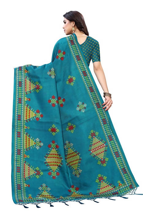 Vamika Blue Kalamkari Print With Jhalar Khadi Silk Saree (KITE BLUE) | Grab2Buy