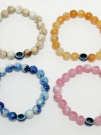 NVR Men & Women Set of 4 Artificial Beads-Beaded Evil Eye Elasticated Bracelet | Grab2Buy