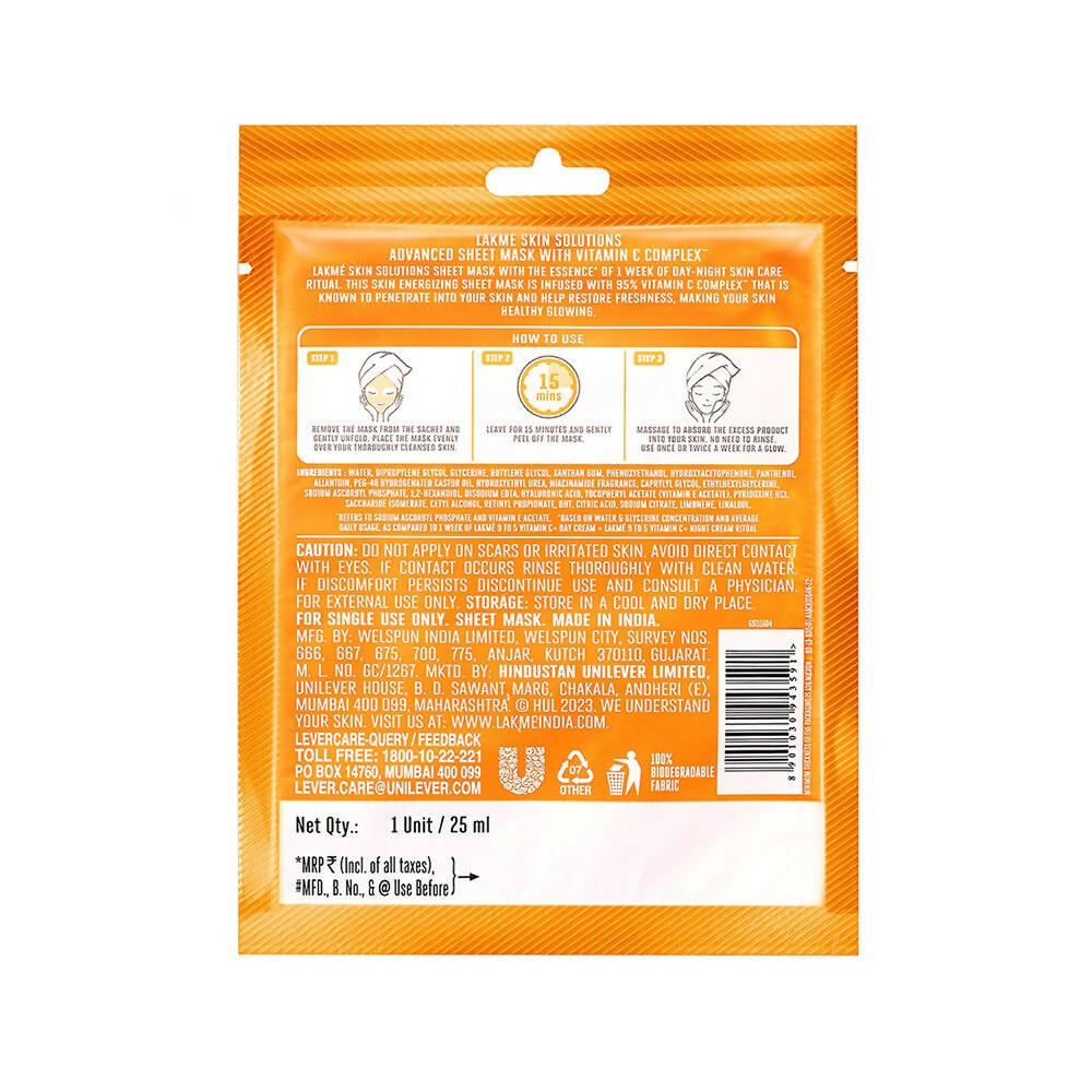 Lakme Skin Solutions Vitamin C - Revitalizing Sheet Mask | Grab2Buy