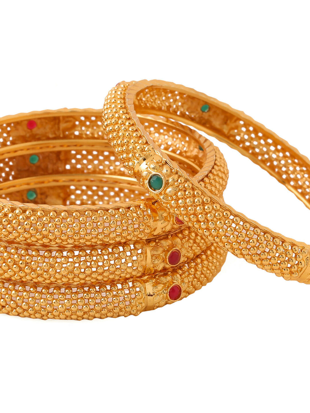 NVR Women's Set of 2 Gold-Polished Traditional Bangles | Grab2Buy