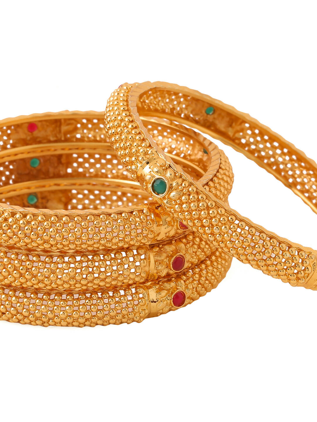 NVR Women's Set of 2 Gold-Polished Traditional Bangles | Grab2Buy