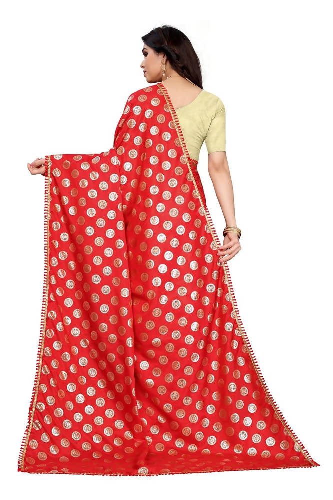 Vamika Red Rangoli Silk Foil Print Saree (Danish Red) | Grab2Buy