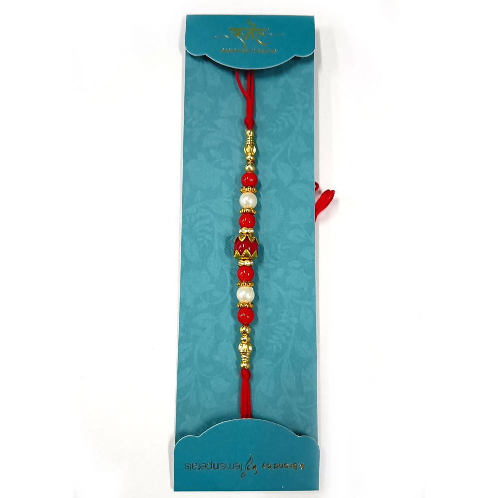 White & Red Stones Rakhi - Limited Time Offer | Grab2Buy