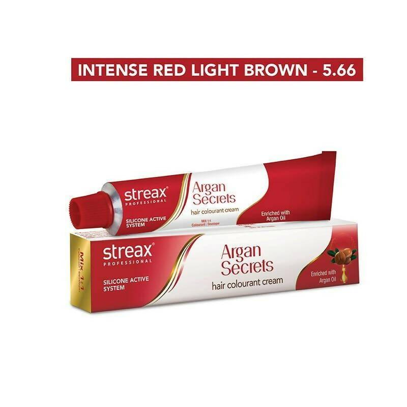Streax Professional Argan Secrets Hair Colourant Cream - Intense Red Light Brown 5.66 | Grab2Buy