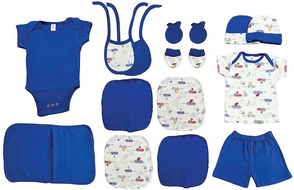 My Tiny Wear Full Sleeves New Born Baby Gift Set - Greyish Blue | Grab2Buy