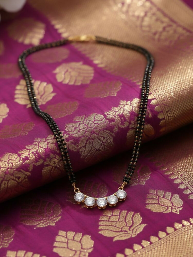 NVR Women Gold Plated Black Beaded Mangalsutra | Grab2Buy