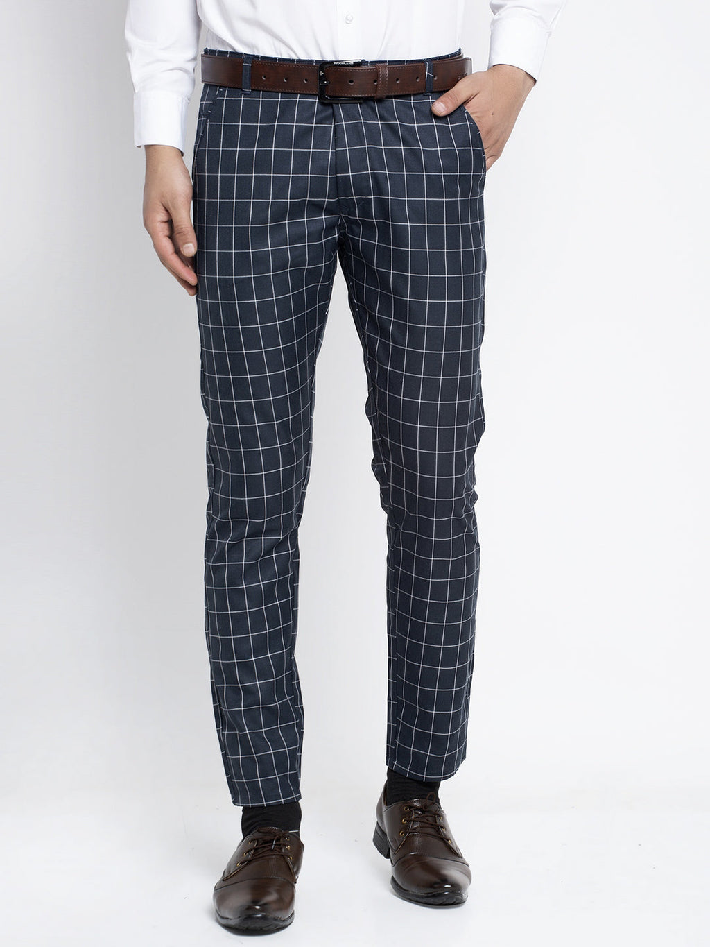 Jainish Men's Navy Formal Trousers ( FGP 260Navy ) | Grab2Buy