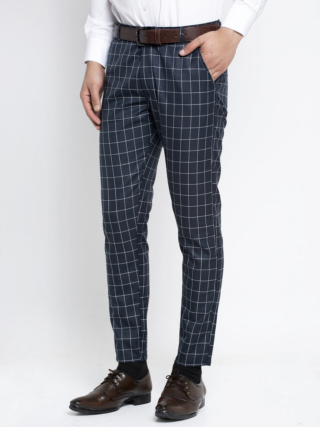 Jainish Men's Navy Formal Trousers ( FGP 260Navy ) | Grab2Buy
