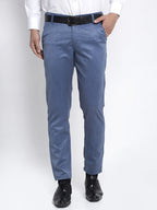 Jainish Men's Blue Cotton Solid Formal Trousers ( FGP 265Indigo ) | Grab2Buy