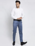 Jainish Men's Blue Cotton Solid Formal Trousers ( FGP 265Indigo ) | Grab2Buy