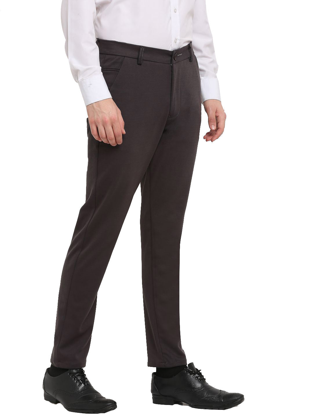 Jainish Men's Brown 4-Way Lycra Tapered Fit Trousers ( FGP 269Brown ) | Grab2Buy