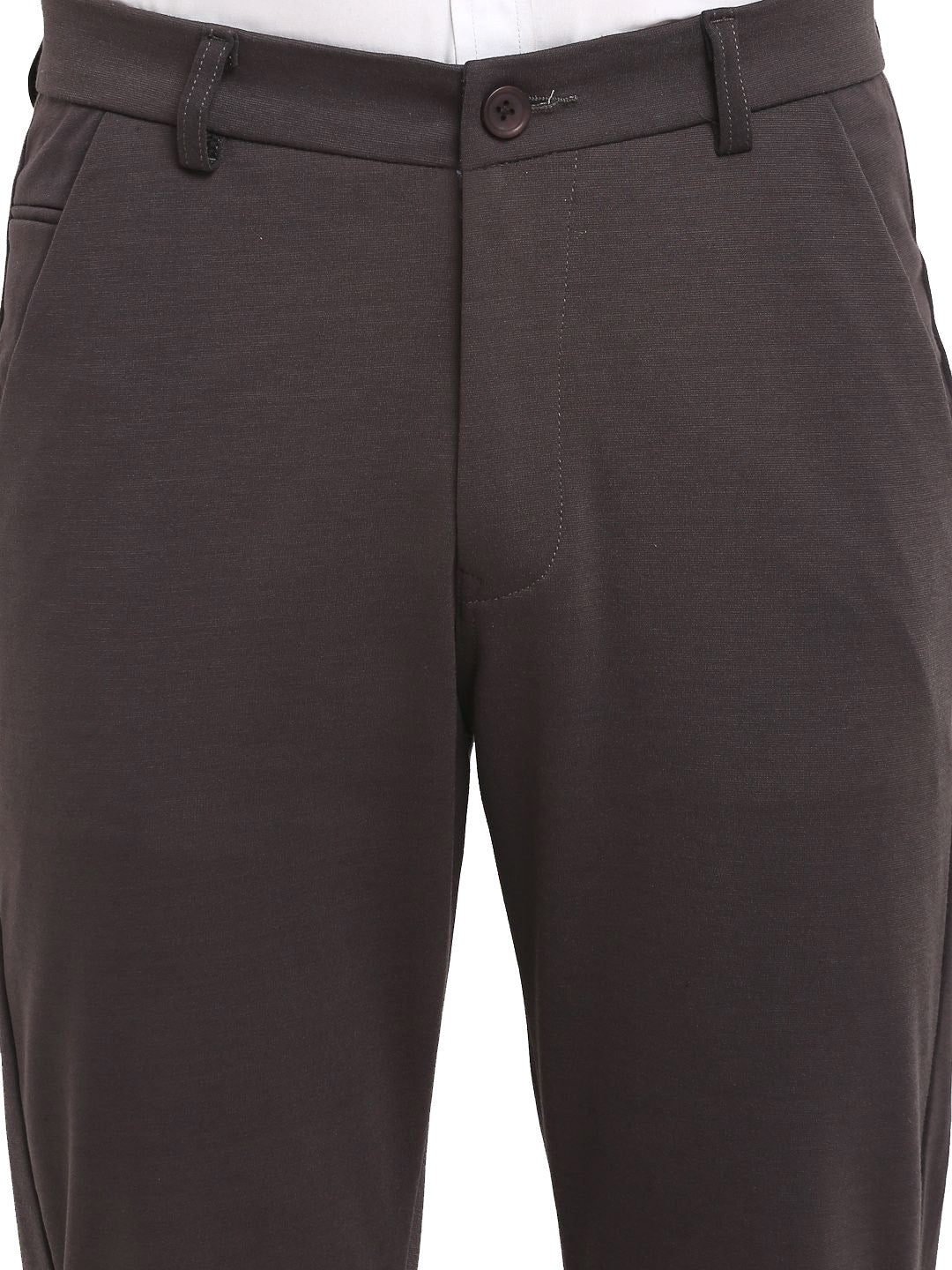 Jainish Men's Brown 4-Way Lycra Tapered Fit Trousers ( FGP 269Brown ) | Grab2Buy