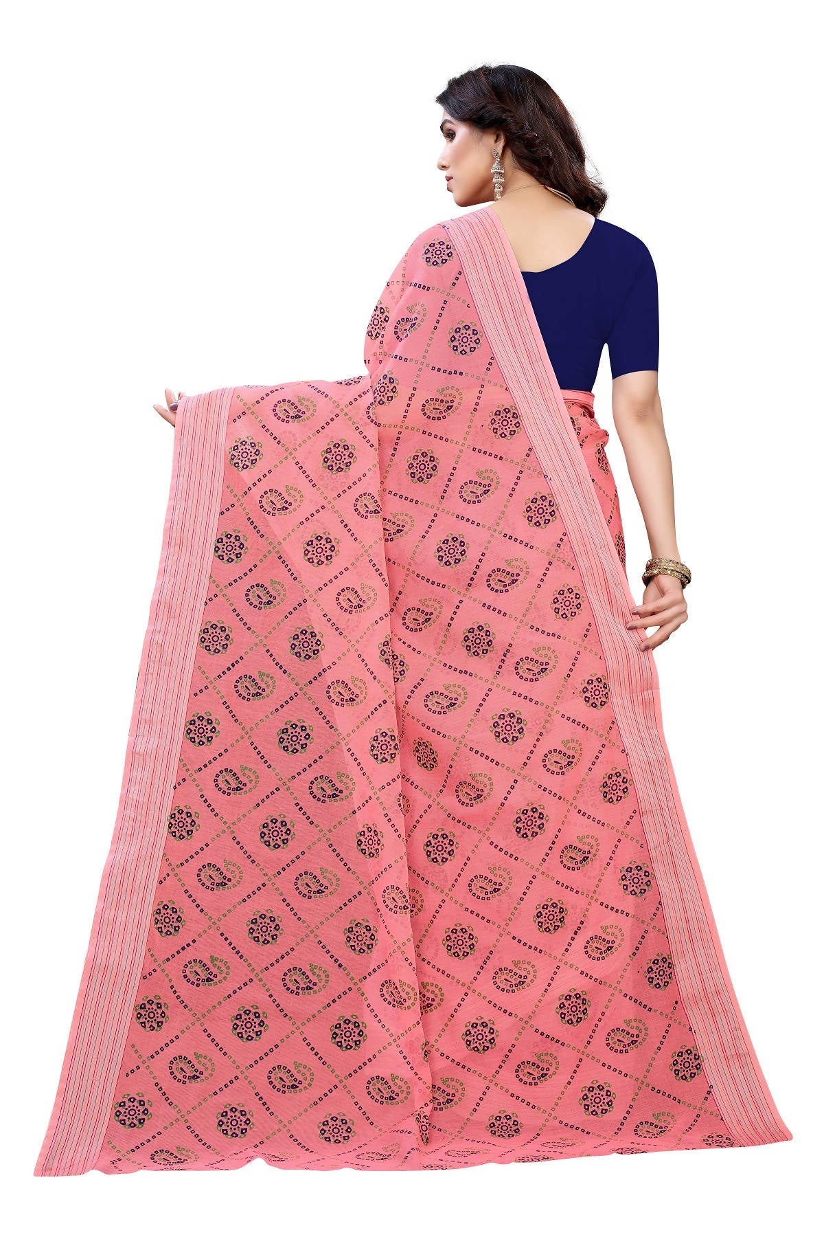 Vamika Peach Linen Jari Border Saree (CHARVI PEACH) | Grab2Buy