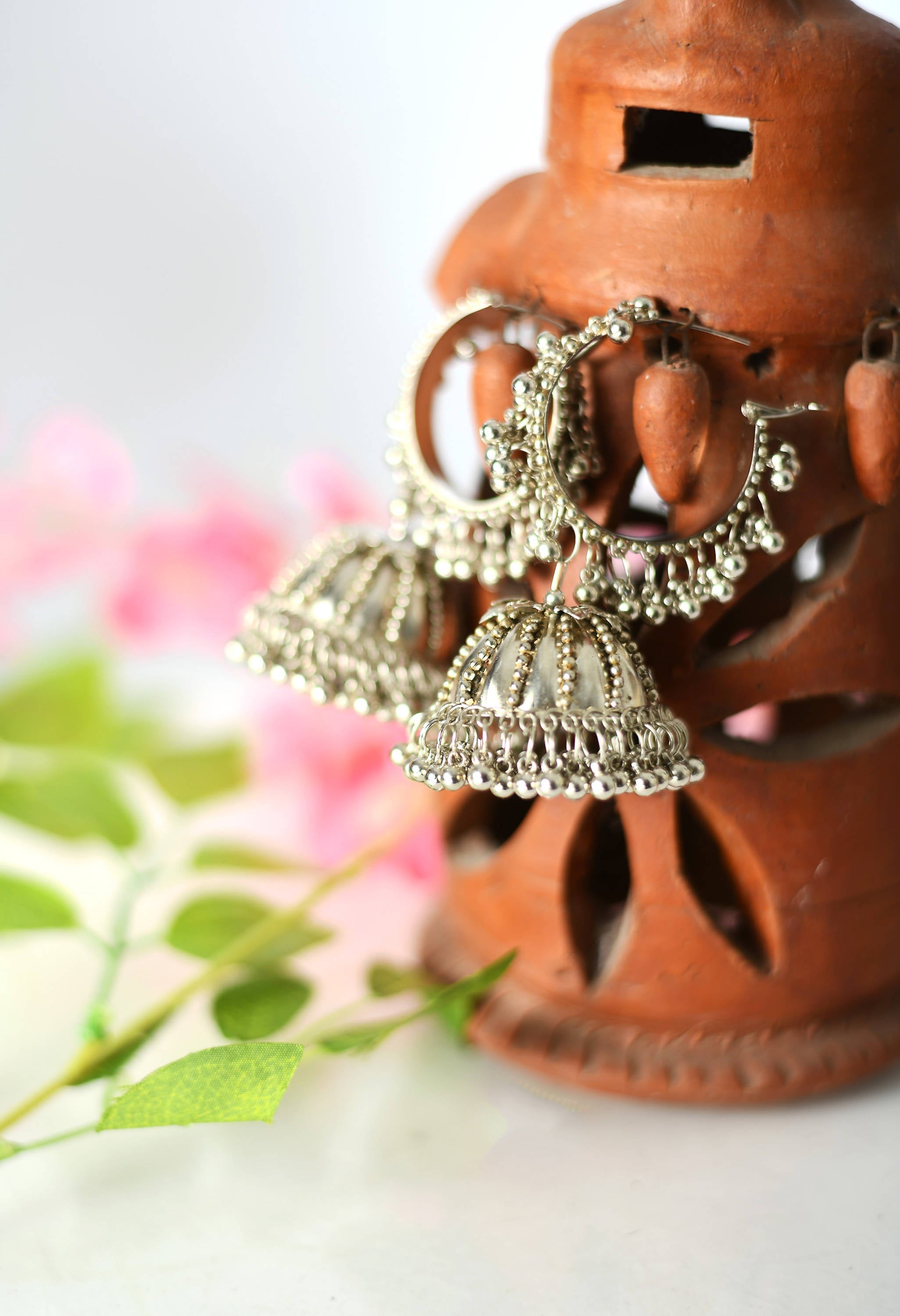 Mominos Fashion Johar Kamal Oxidised Silver-Plated With Ghungroo Jhumkas | Grab2Buy
