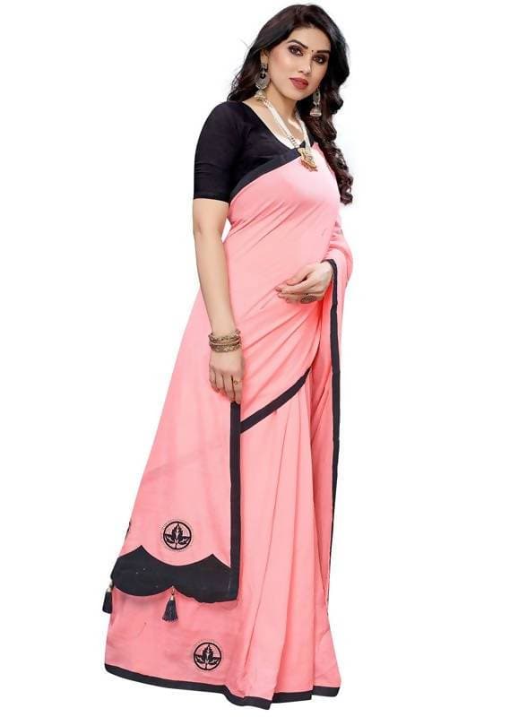Vamika Designer Peach Georgette Saree (TSUNAMI PEACH ) | Grab2Buy