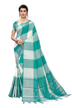 Vamika White Cotton Silk Weaving Saree (Gamma Checks White) | Grab2Buy