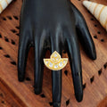 JS Fashion Kundan Design High Gold Polish Fancy Adjustable Finger Ring for Women|Royal Fancy Ring Gift Set | Grab2Buy