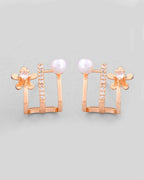 VOJ Gold-Polished Crystal Studded Stud Earrings | Grab2Buy
