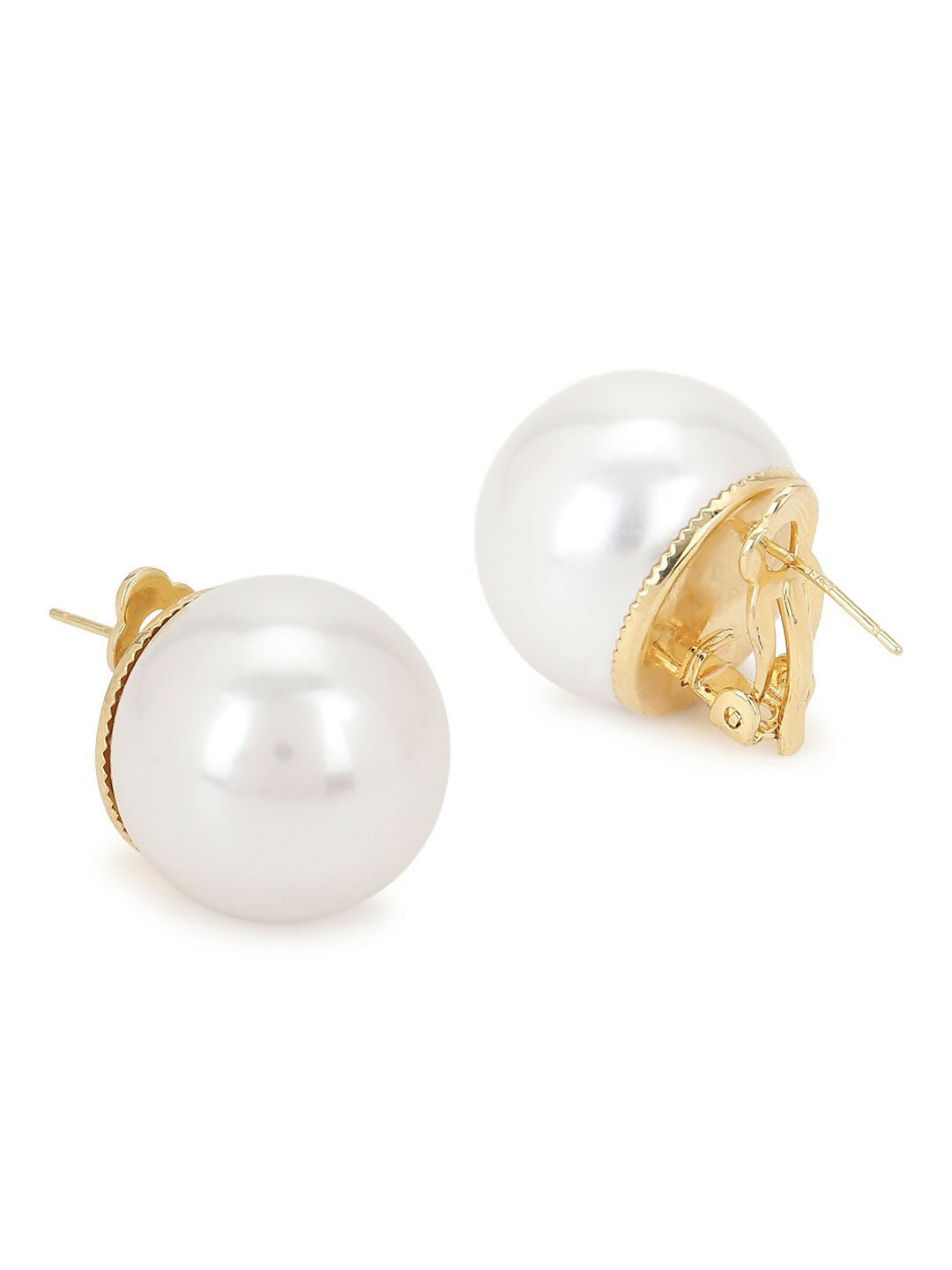 Pearl White Shine Studs- Ruby Raang | Grab2Buy