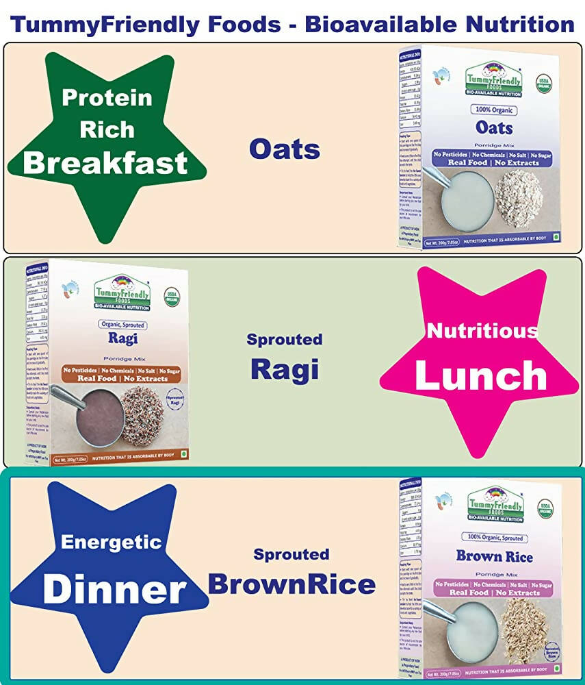 TummyFriendly Foods Organic Sprouted Brown Rice Porridge Mix Organic Baby Food for 6 Months Old | Grab2Buy