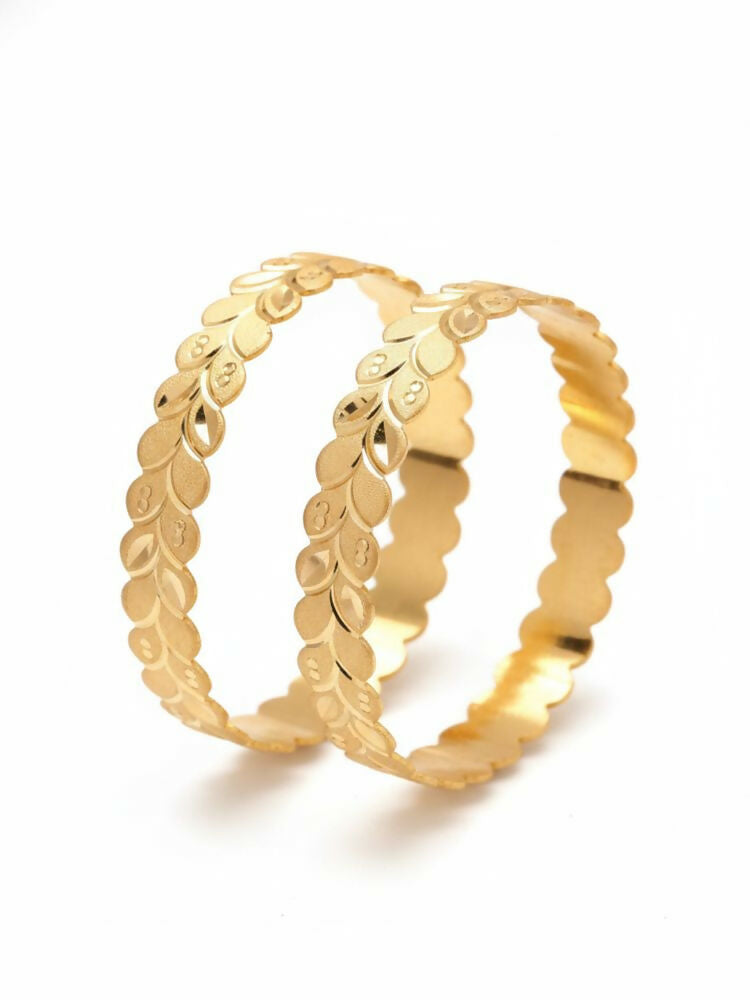 NVR Women Set of 2 Leaf Design Gold Plated Kada Bangle | Grab2Buy