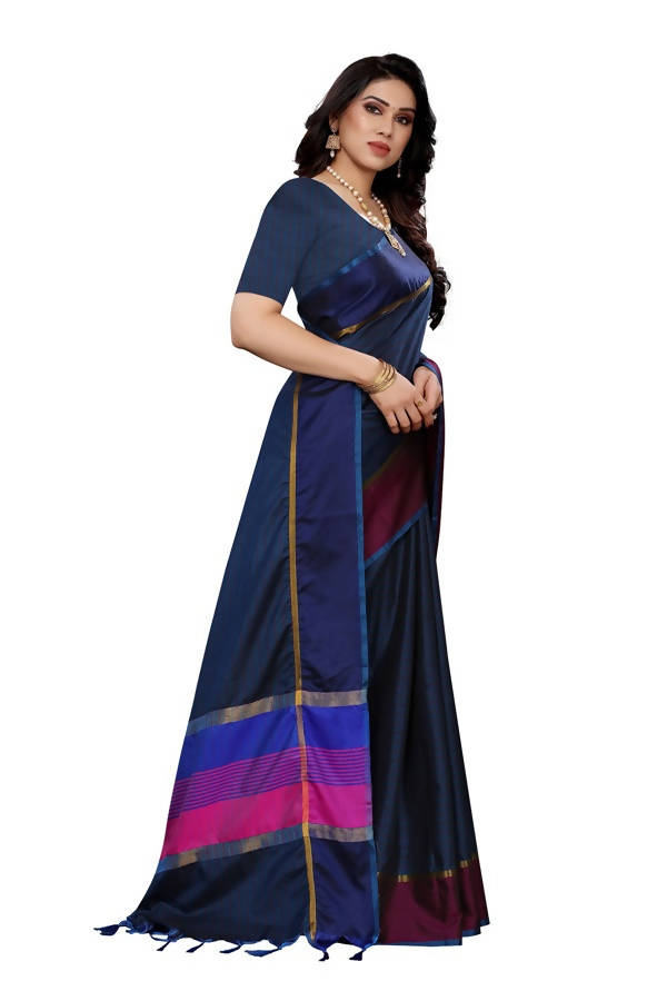 Vamika Navy Cotton Silk Weaving Saree (Binita Navy) | Grab2Buy