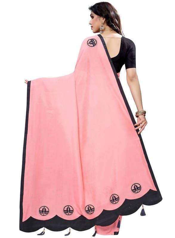 Vamika Designer Peach Georgette Saree (TSUNAMI PEACH ) | Grab2Buy