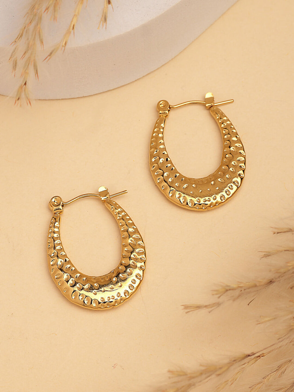 NVR Women's Gold-Polished Contemporary Hoop Earrings | Grab2Buy