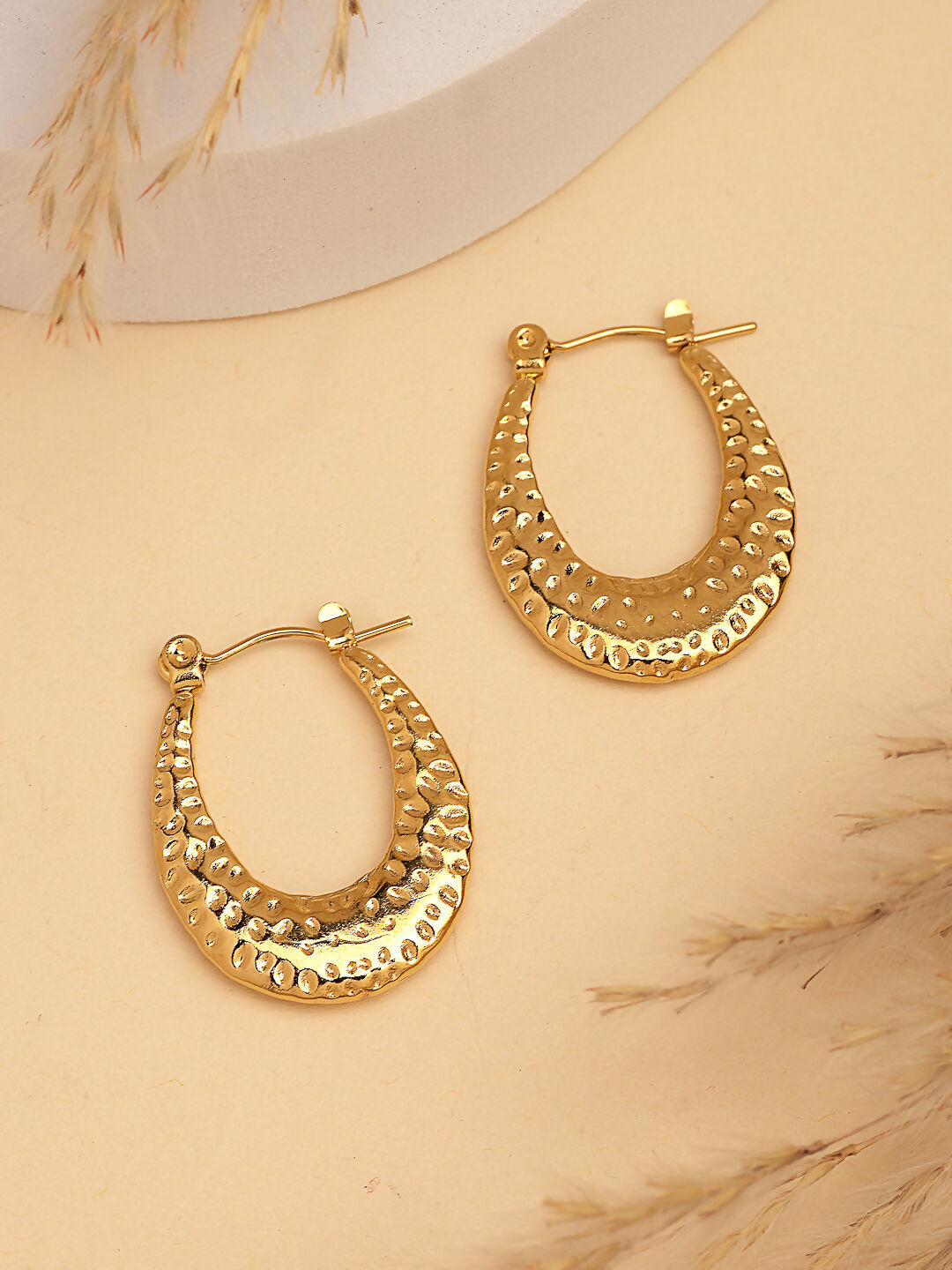 NVR Women's Gold-Polished Contemporary Hoop Earrings | Grab2Buy